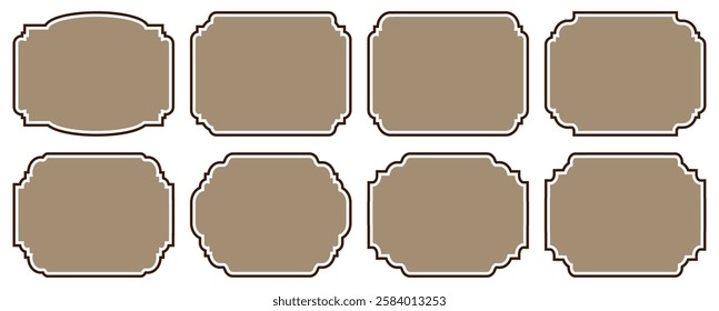 Set of ornamental label vintage frames. Old ornate labels, decorative vintage frame with Royal wedding insignia. illustration vector luxury style. Tag or Badges style roman.