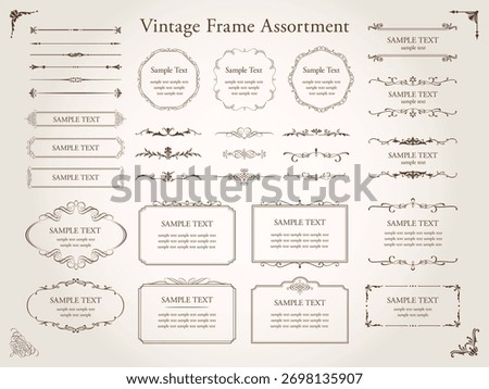 Set of ornamental label vintage frames, form and shape. Vector emblem decorative card, ornate luxury design tag illustration.