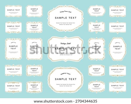 Set of ornamental label vintage frames, form and shape. Vector emblem decorative card, ornate luxury design tag illustration.
