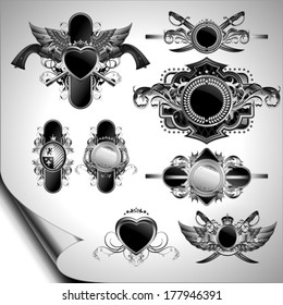 set of ornamental labels