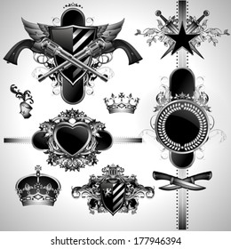 set of ornamental labels