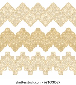 Set of ornamental lace borders on white background
