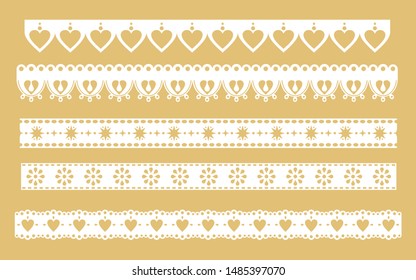 Set of ornamental lace borders. Vector illustration in vintage style	