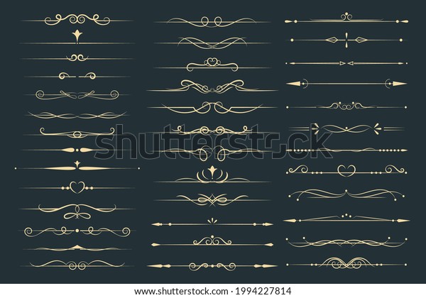 Set of ornamental line
decorative swirls dividers. Vector luxury wedding line frame and
ornate swirl dividers. Vector line vintage scroll items for ornate
design