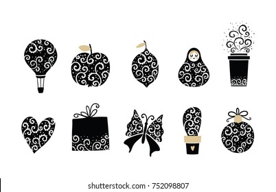 Set of ornamental logotype