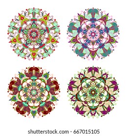 Set of ornamental mandalas. Circle elements made in vector