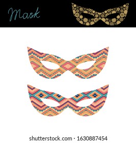 Set of ornamental masks on white background
