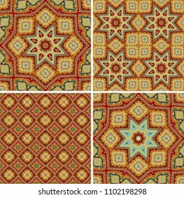 Set of  ornamental mosaic patterns, oriental style