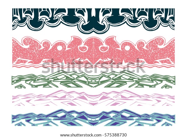 set\
of ornamental page border pattern isolated on\
white