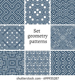 Set of ornamental patterns for backgrounds and textures