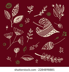A set of ornamental plants. Vector file for designs.