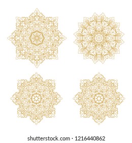 Set of ornamental rosettes - snowflakes on white background