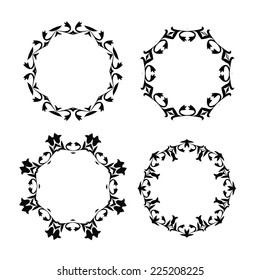 Set of ornamental round frames. Vector art