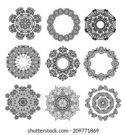 Set of ornamental round patterns. Vector elements for your design