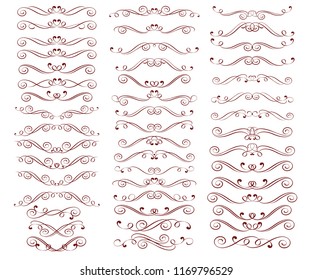 Set ornamental rule lines in different design.Vintage  style.