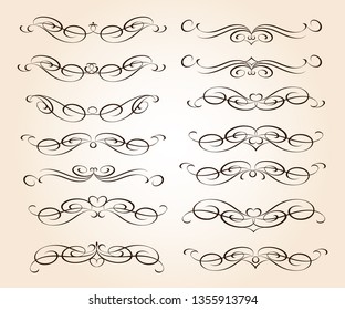 Set ornamental rule lines in different design.Vintage style.