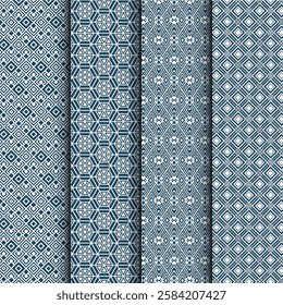 Set of ornamental seamless patterns. Abstract texture template design. Geometric pattern background. Vector illustration