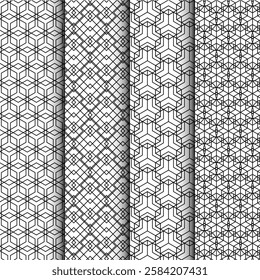 Set of ornamental seamless patterns. Abstract texture template design. Geometric pattern background. Vector illustration