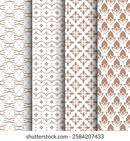 Set of ornamental seamless patterns. Abstract texture template design. Geometric pattern background. Vector illustration