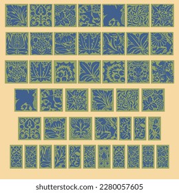 Set of ornamental stencils for vintage decoration and graphic design.