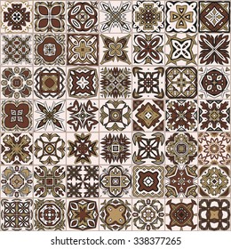 Set with ornamental tiles background