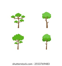 Set of ornamental tree illustration design vector