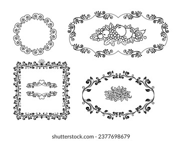 Set of ornamental vector circular oval and square frames	
