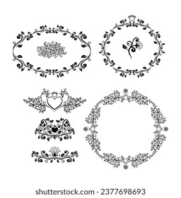 Set of ornamental vector circular oval and square frames	

