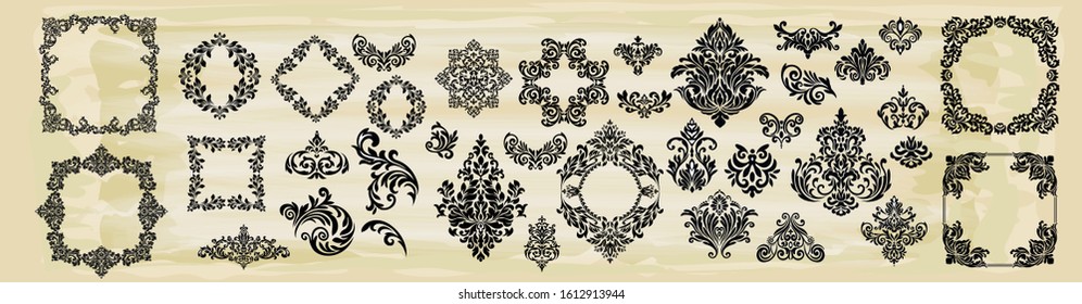 Set von Vektorillustration-Damast-Illustrationen. Leicht zu bearbeiten.
