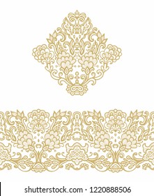 Set of ornamental vector decorative composition, border ornament  on white background