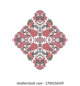 Conjunto de rosettes ornamentales vectoriales florales, viñetas florecientes sobre fondo blanco