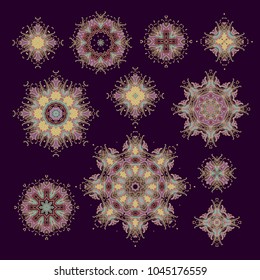 Set of ornamental vector rosettes