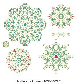 Set of ornamental vector rosettes on white background