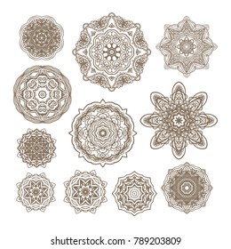 Set of ornamental vector rosettes on white background