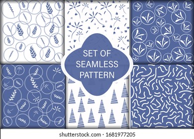 Set of ornamental vector seamless patterns. Endless texture for wallpaper, pattern fills, web page background, surface textures. Modern design ornament with waves, floral theme, moroccan design