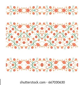Set of ornamental vector vignettes - borders  on white  background