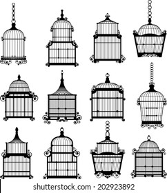 Set Of Ornamental Vintage Birdcage Vector Eps10