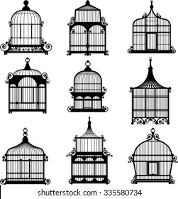 set of ornamental vintage birdcage vector eps10