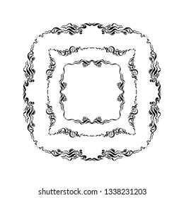 set of ornamental vintage frames. hand drawn ink vector illustration on white background