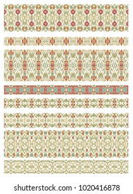 Set of ornamental vintage vector borders on white background