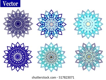 set of ornamentation composite snowflakes. Vector illustrations