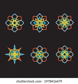 Set ornaments circle design. Flower. Vector.
