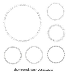 a set of ornaments of decorative elements arranged in a circle, black outline isolated on a white background, vector illustration