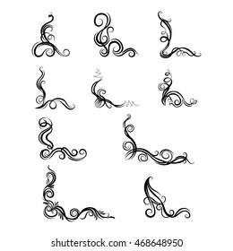Set of ornaments with decorative graphic elements for design