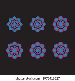 Set ornaments design. Vector. Circle. Flower.