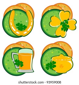 Set of ornaments for Patrick's Day on white isolated background.
