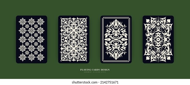 Set of ornaments for playing card shirt design. Vector illustration. Black and white theme