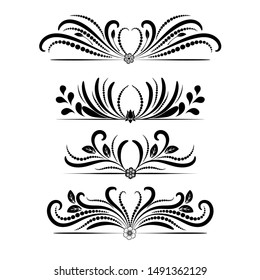 Set Ornaments vectors. Vintage with Elements, Hand drawn vector dividers. Doodle design elements. Decorative swirls dividers. Illustration ornaments
