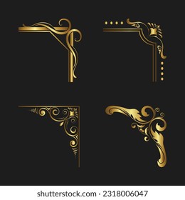 Set of ornametal corners on black background Free Vector 
editable for your needs,web,design,print, poster