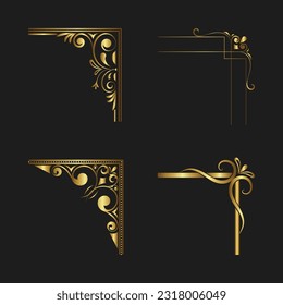 Set of ornametal corners on black background Free Vector 
editable for your needs,web,design,print, poster